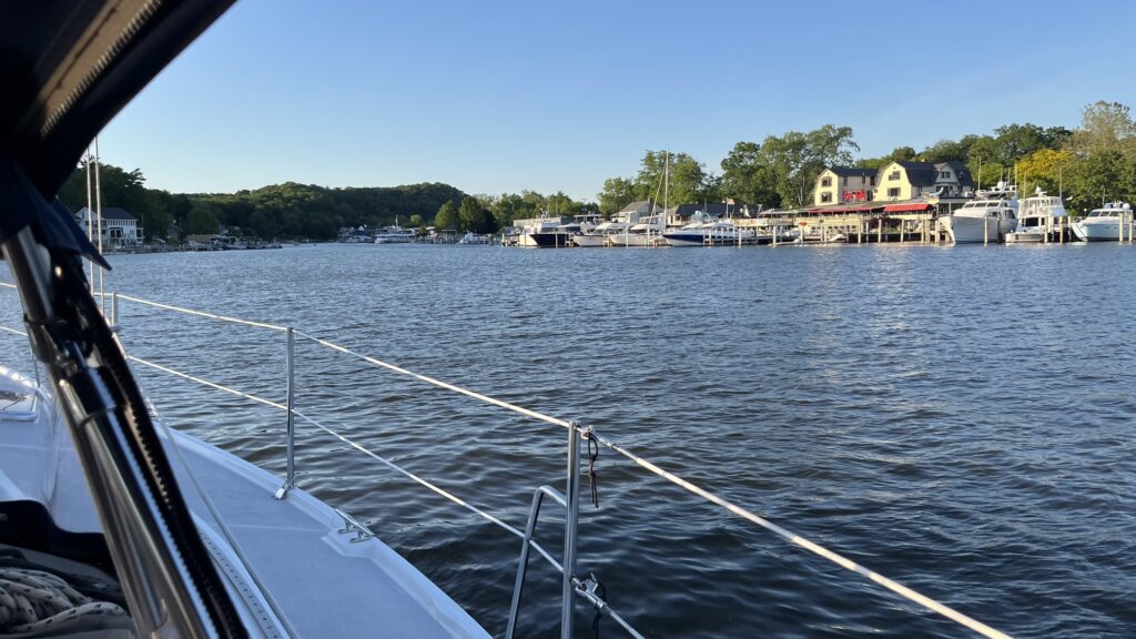 At anchor in Saugatuck, after the 11 hour journey 
